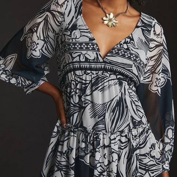 Anthropologie Vineet Bahl Tiered Long-Sleeve Dress - Picture 5 of 6